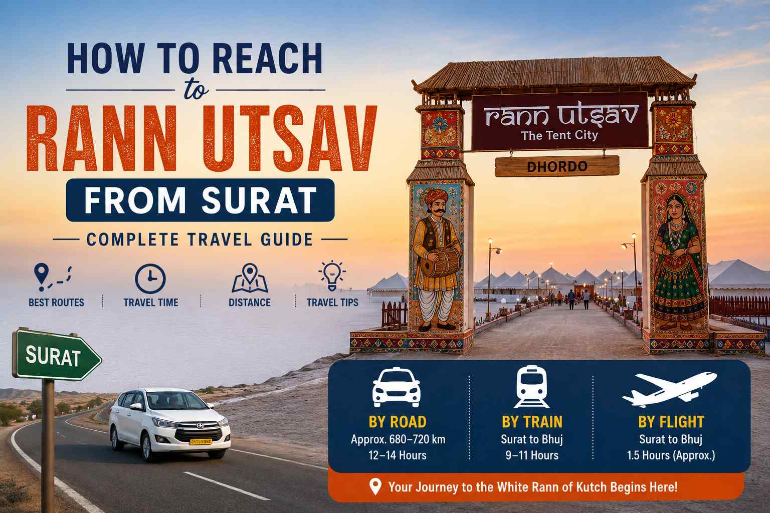 How to Reach Rann Utsav from Surat